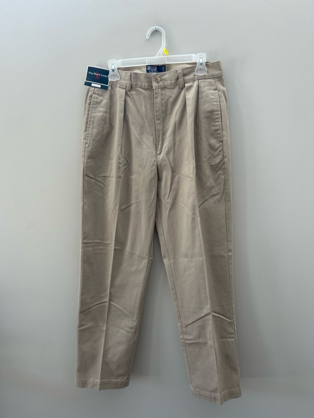 NWT Polo Ralph Lauren 34x32 Khaki Chino Classic Fit Pleated Tan Pant Trouser - Picture 4 of 7